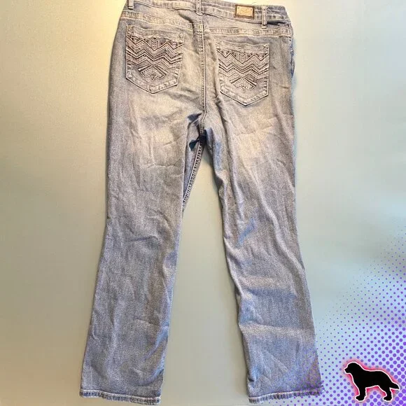 Earl Jeans Denim Size 14 Slim Boot Embellished Embroidered Bejeweled Mid Rise - Picture 2 of 6